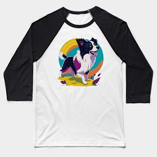 Border Collie Portrait Baseball T-Shirt